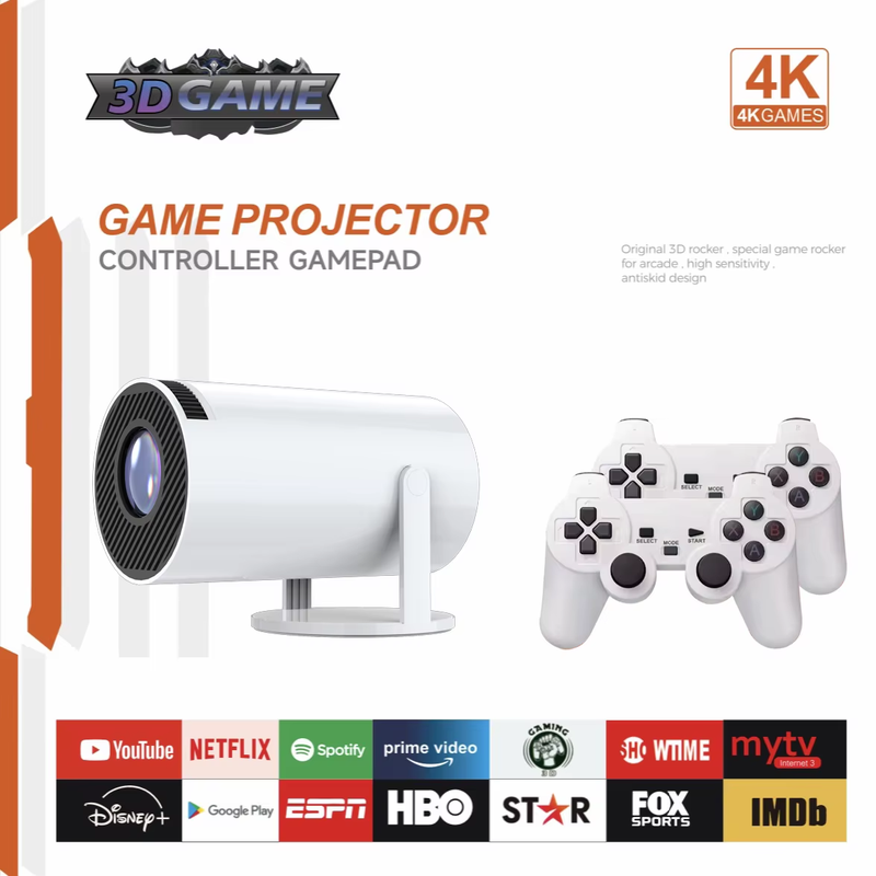 2 in 1 Outdoor 4K Mini Projector & 3D Game Controller